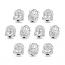 Korale Głowa Buddy, Stop Cynku, Antyczne Srebro, 10x9x8mm, Otwór 2mm, 10szt (13WB31463)