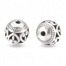 Намистини Біжутерний Тибетський сплав Стиль Круглі з Серцем Порожнисті, Античне Срібло, 11х10мм, Отвір 1.5мм, (13WB31466)