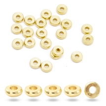 Намистини Латунь, Плоскі Круглі, Стійке Покриття, Позолота18К, 4х1.5мм, отвір 1.6мм, 20шт  (13WB31483)