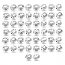Koraliki Styl Tybetański, Stop, Serce, Antyczne Srebro, 6x6x3mm, Otwór 1.5mm, 50 szt (13WB31493)