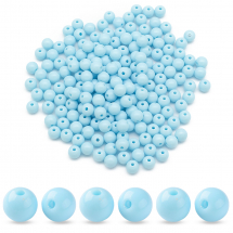 Koraliki Akrylowe Okrągłe Kulki, Błękitne, 6x5mm, Otwór 1.8mm, około 400szt/50g (13WB31503)