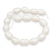 Perły Naturalne Słodkowodne Koraliki, Ryż, Kolor Perłowy, 6.5-7.5x6.5-15mm, około 16szt/17cm/sznur (13WB31510)