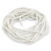 Koraliki Szklane Galwaniczne, Perłowe, Fasetowane, Rondel, Białe, 6x5mm, około 80szt/38cm/nić, 10 nitek (13WB31522)