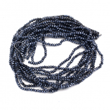 Koraliki Szklane Galwaniczne, Perłowe, Fasetowane, Rondel, Czarne, 3x2mm, około 145szt/34cm/nić, 10 nitek (13WB31524)