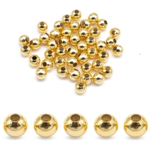 Koraliki Dystansowe Mosiądz Okrągłe, Pozłacane 18K Złotem, 4mm, Otwór 1.5mm, 50szt (13WB31536)