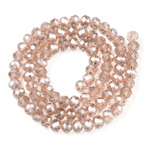 Koraliki Szklane Fasetowane, Rondelle, Perłowa Powłoka Galwaniczna, Brzoskwiniowe, 4x3mm, około 110szt/40cm (13WB31562)
