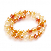 Koraliki Naturalny Agat Fasetowane, Perłowa Powłoka Galwaniczna, Okrągłe, Łososiowy, 10.5mm, 36szt/37cm (13WB31569)