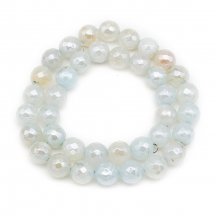 Koraliki Naturalny Agat Fasetowane, Perłowa Powłoka Galwaniczna, Okrągłe, Białe, 10.5mm, 36szt/37cm/sznur (13WB31572)