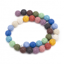 Koraliki Naturalna Lawa Okrągłe, Mix, 11-12mm, Otwór 2.5-3mm, około 32szt/37cm/sznur (13WB31573)