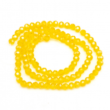 Koraliki Szklane Fasetowane, Rondelle, Perłowa Powłoka Galwaniczna, Żółte, 4x3mm, około 110szt/40cm (13WB31574)