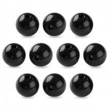 Koraliki Akrylowe Okrągłe Kulki, Czarny, 20x19mm, Otwór 3mm, 10szt (13WB31594)