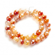 Koraliki Naturalny Agat Fasetowane, Perłowa Powłoka Galwaniczna, Okrągłe, Flamingo, 10.5mm, 36szt/37cm/sznur (13WB31600)