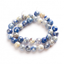 Koraliki Naturalny Agat Fasetowane, Perłowa Powłoka Galwaniczna, Okrągłe, Niebieskie, 10.5mm, 36szt/37cm (13WB31602)