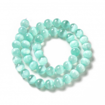 Намистини Натуральний Селеніт Круглі Клас А, Аквамарин, 8.5мм, Отвір 0.8мм, близько 43шт/37см/нитка, (13WB31610)