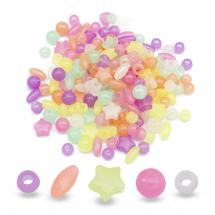 Koraliki Akrylowe Fluorescencyjne, Neonowe, Świecące w Ciemności, Mix Kształtów, 8-13mm, 50g~130szt (13WB31615)