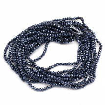 Koraliki Szklane Fasetowane, Rondelle, Perłowa Powłoka Galwaniczna, Czarne, 4x3mm, 110szt/40cm, 10 nitek (13WB31690)