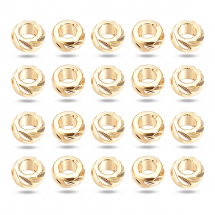Koraliki Dystansowe Kółko, Mosiądz, Pozłacane 18K złotem, 3x1.5mm, Otwór 1.5mm, 20szt (13WB31746)