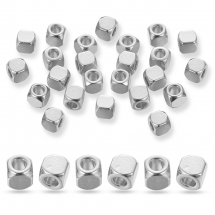 Намистини-розділювачі Нержавіюча Сталь, Кубики, 4х4x4мм, Отвір 2мм, 30шт/упаковка, (13WB31774)