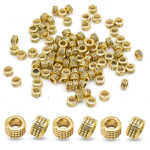 Намистини-Розділювачі Біжутерний Сплав Тибетський Стиль Круглі Плоскі Колонка, Античне Золото, 5х3мм, Отвір 3мм, (13WB31819)