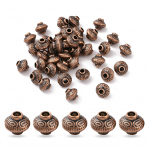 Намистини-Розділювачі зі Сплаву Біконус, Мідний Колір, 6.5х6.5мм, Отвір 1мм, (13WB32043)