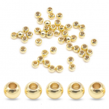Koraliki Dystansowe, Przekładki, Eco Mosiądz, Okrągłe, Złote, 3x2.5mm, 50szt (13WB32045)