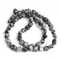 Koraliki Naturalny Śnieżny Obsydian, Samorodki, 5-7mm, około 38cm/nić (13WB32096)