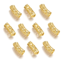 Koraliki Rurki Wygięte Ażurowe, Puste, Metalowe, Złote, 26x10,5x9mm, Otwór 7mm, 10 szt (13WB31376)
