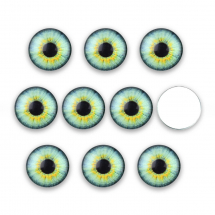 Kaboszony Oczka Szklane, do Rękodzieła, Okrągłe, Jasnozielone, 16x5mm, 10szt (13WB31430)