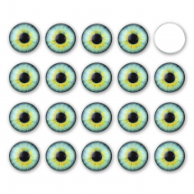 Kaboszony Oczka Szklane, do Rękodzieła, Okrągłe, Jasnozielone, 12x4mm, 20szt (13WB31431)