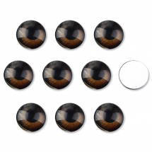 Kaboszony Oczka Szklane, do Rękodzieła, Okrągłe, Brązowe, 16x5mm, 10 szt (13WB31433)