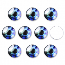 Kaboszony Oczka Szklane, do Rękodzieła, Okrągłe, Ciemnoniebieskie, 16x5mm, 10szt (13WB31435)