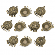 Łączniki Konektory Styl Tybetański, Okrągłe, Kolor Brąz, 26x21mm, Otwór 2mm, 10 szt (13WB31444)
