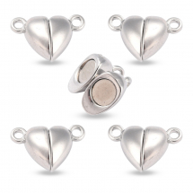 Zapięcie Magnetyczne do Rękodzieła i Biżuterii, Stop, Serce, Platyna, 15x9.5x6mm, Otwór: 1.5mm, 5szt (13WB31537)