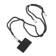 Регульований Шнур для Бейджа, Телефону, Поліестер з Пластиковим Держателем та Фурнітурою зі Сплаву, Чорний, 65х40мм, (13WB31539)