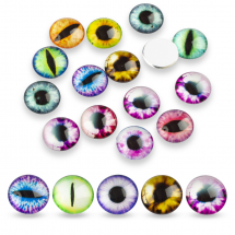Kaboszony Oczka do Zabawek, Oczy Smoka, Szklane, Okrągłe, Mix, 20x6mm, 20 szt (13WB31542)