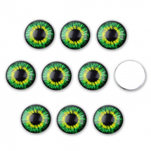 Kaboszony Szklany Oko, Okrągłe, do DIY, Zielony, 10x3.5mm, 10 szt (13WB31545)