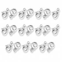 Zapięcie Karabińczyk-Lobster, Stal Nierdzewna, 12x7.5x3.5mm, Otwór 1.4mm, 20 szt (13WB31554)