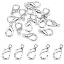 Zapięcie Karabińczyk-Łobster ze Stopu, do Rękodzieła i Biżuterii, Platyna, 21x12mm, Otwór 2mm, 20szt (13WB31651)