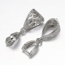 Тримач для Підвісок, Кулонів Латунь Філігранні, Платина, 13х8х5мм, Отвір 5x9мм та 7x4мм, Пін 1мм, (13WB31708)