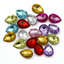 Dżety Kaboszony Rivoli, Akrylowe, do Rękodzieła i Biżuterii, Fasetowane, Mix, 18x13x5mm, 500 szt (13WB31775)