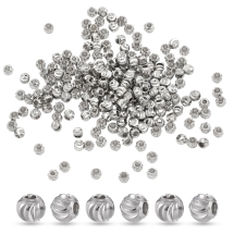 Koraliki Mosiężne Okrągły, Powłoka Platynowa Odporna, Ryflowany, 3x2mm, 200szt (13WB31821)