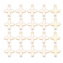 Zawieszki Wisiorek, do Rękodzieła i Biżuterii, Kwiat, Stop i Emalia, Kremowy Biały, 18x15.5x2mm, 20szt (13WB31925)