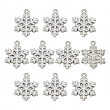 Zawieszka, Wisiorek Płatek Śniegu, do Rękodzieła i Biżuterii, Stop i Emalia, Biały i Platyna, 20.5mm, 10szt (13WB31928)