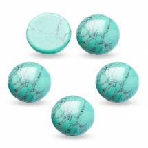 Кабошони Синтетична Бірюза, Напівкруглі, Бірюзовий, 16x6мм, (13WB31955)