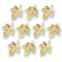 Кулон Підвіска Кленовий Лист Нержавіюча Сталь, Золото, 15х12х2мм, Отвір 1мм, (13WB31958)