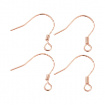 Srebro 925 Hak Bigle, Baza do Kolczyków, Różowe Złoto, 15.5x15.4mm, Pin 0.6mm, 2 pary (13WB31984)