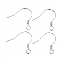 Srebro 925 Rodowane, Hak Bigle, Baza do Kolczyków, 15.5x15.4mm, Pin 0.6mm, 2pary (13WB31986)