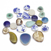 Mozaika Porcelanowa, Płytki Mozaiczne, do Rękodzieła, Mix Kształtów i Kolorów, 15-60x5mm, 100g/zestaw (13WB31540)