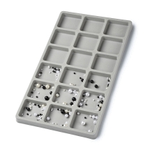 Органайзер Флокований Пластиковий для Намистин та Дрібних Деталей, 18 Відділень, 34.5х20х1.5см, (13WB31550)