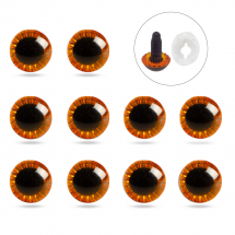 Oczka do Zabawek i Lalek ze Sztyftem i Zatrzaskiem Plastikowe, Pomarańczowe, 11mm, 10szt (13WB31652)